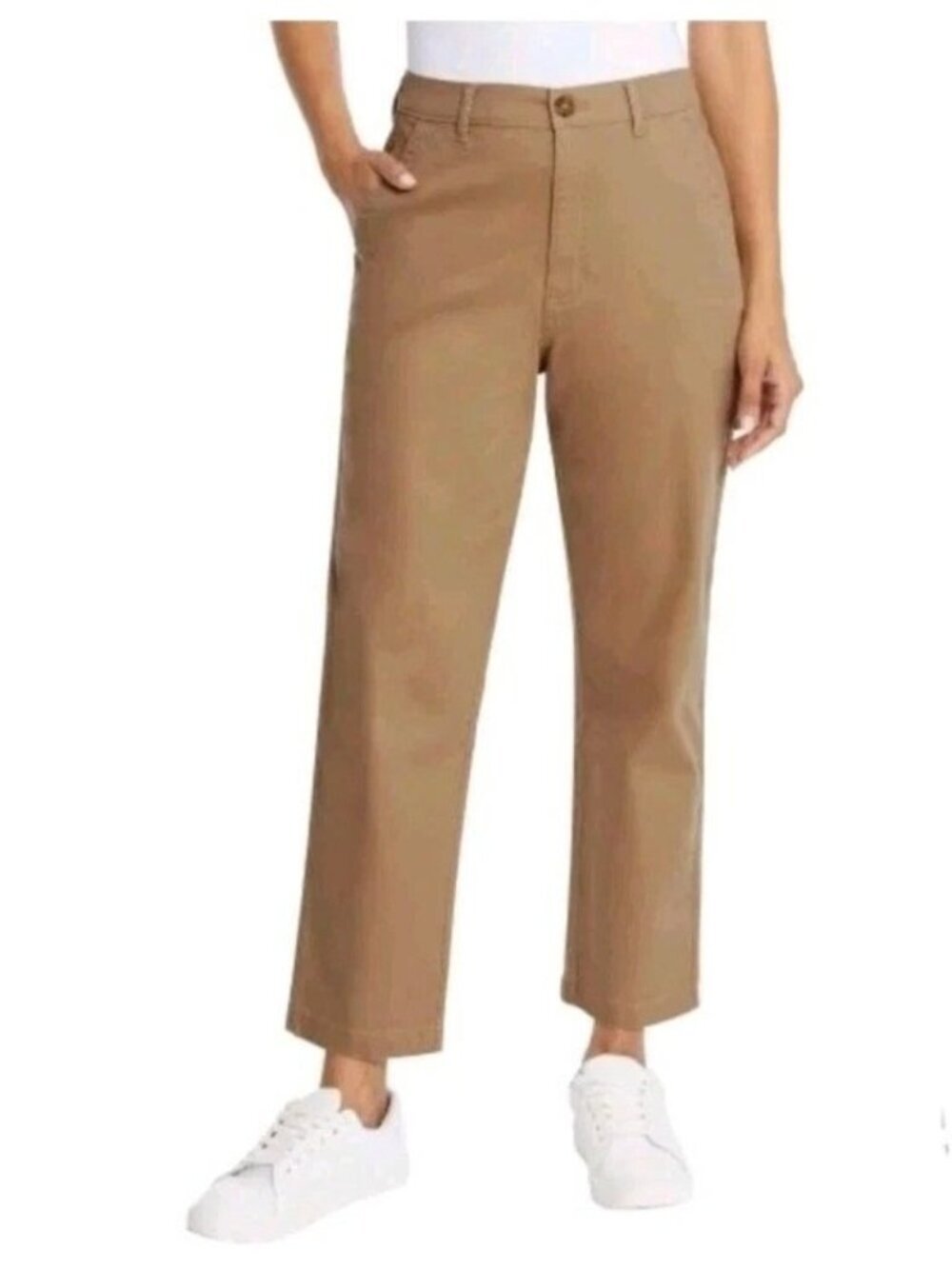 NWT G.H. Bass & Co. Women's 12 Chino Ankle Straight Pants Brown  B1494
